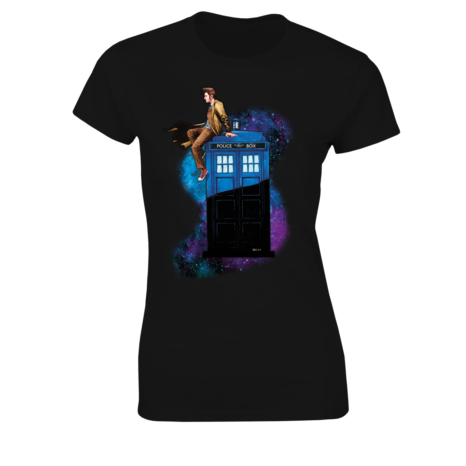 Doctor Who: Women's Fit T-Shirt: Ten On TARDIS 3 Doctor Who: Women's Fit T-Shirt: Ten On TARDIS