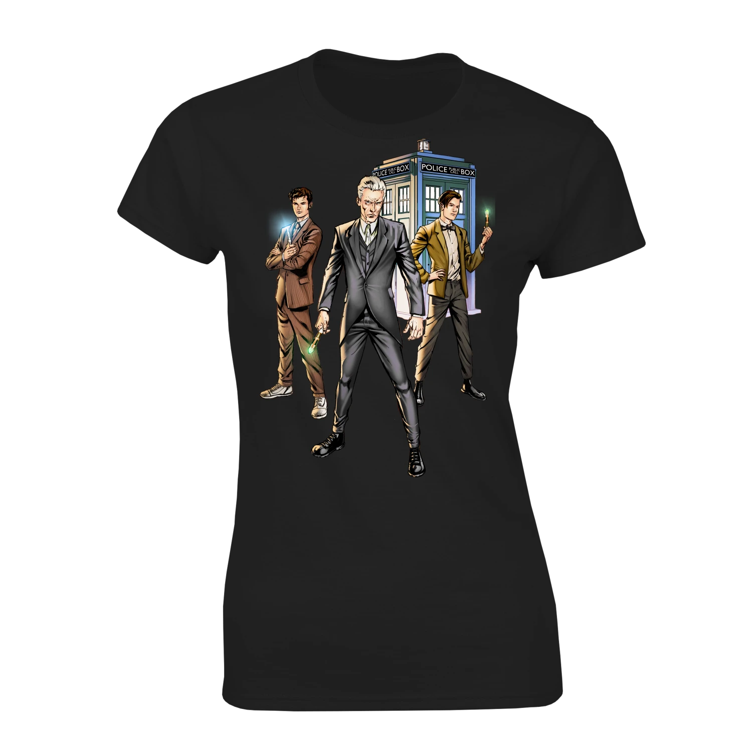 Doctor Who: Women's Fit T-Shirt: The Four Doctors #5 By Neil Edwards 3 Doctor Who: Women's Fit T-Shirt: The Four Doctors #5 By Neil Edwards