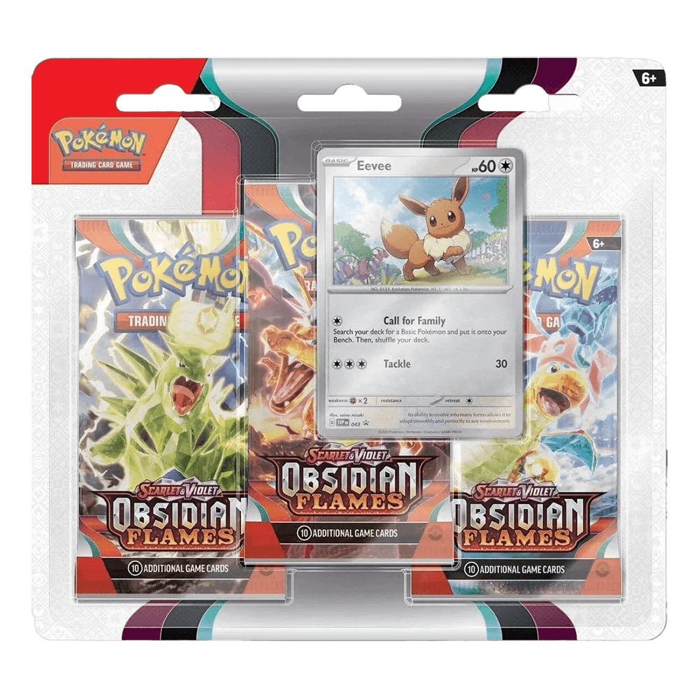 Pokémon: Trading Card Game: Scarlet & Violet: Obsidian Flames 3-Pack Display 3 Pokémon: Trading Card Game: Scarlet & Violet: Obsidian Flames 3-Pack Display