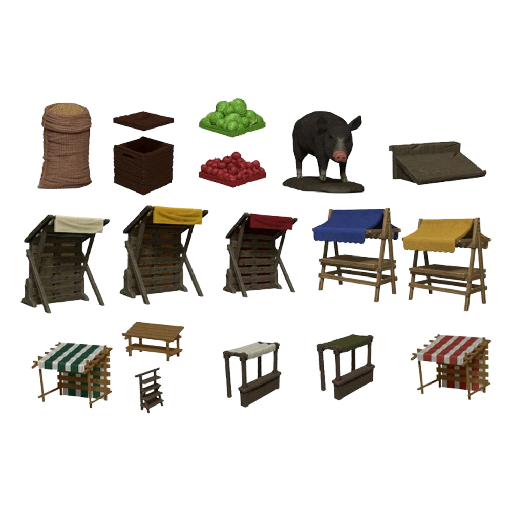 Dungeon Dressings: Miniatures: Merchants Row 3 Dungeon Dressings: Miniatures: Merchants Row