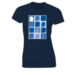 Doctor Who: Women's Fit T-Shirt: 2013 Doctors Silhouette Grid (Blue)