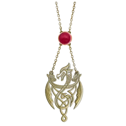 House Of The Dragon: Necklace With Gem: 3 Dragon Pendant