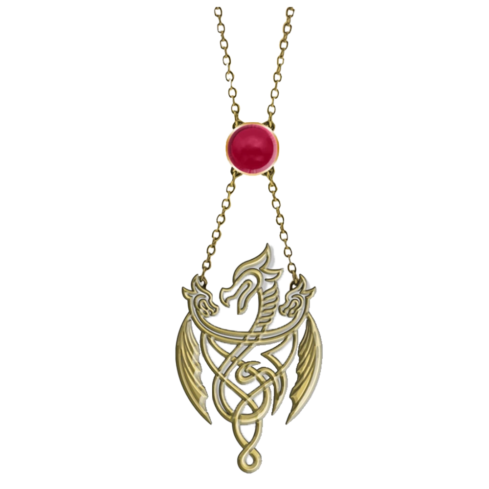 House Of The Dragon: Necklace With Gem: 3 Dragon Pendant 3 House Of The Dragon: Necklace With Gem: 3 Dragon Pendant
